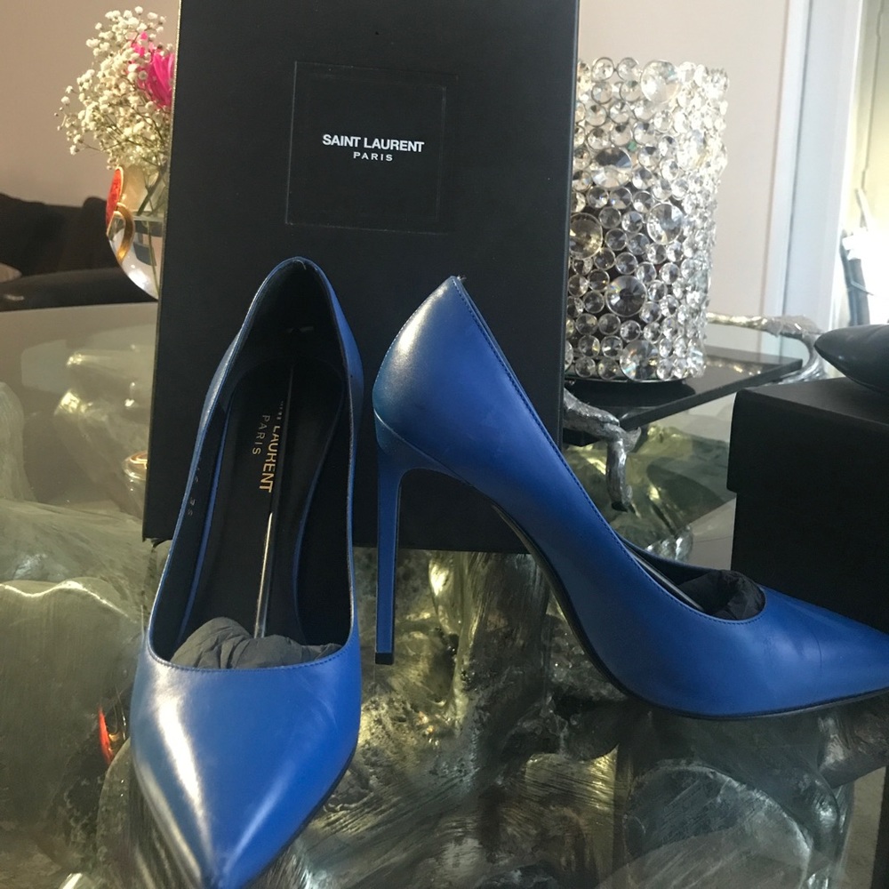 Blue YSL heels